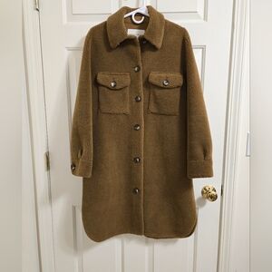 Rebecca Minkoff Brown Harper Teddy Button Down Coat Size Large